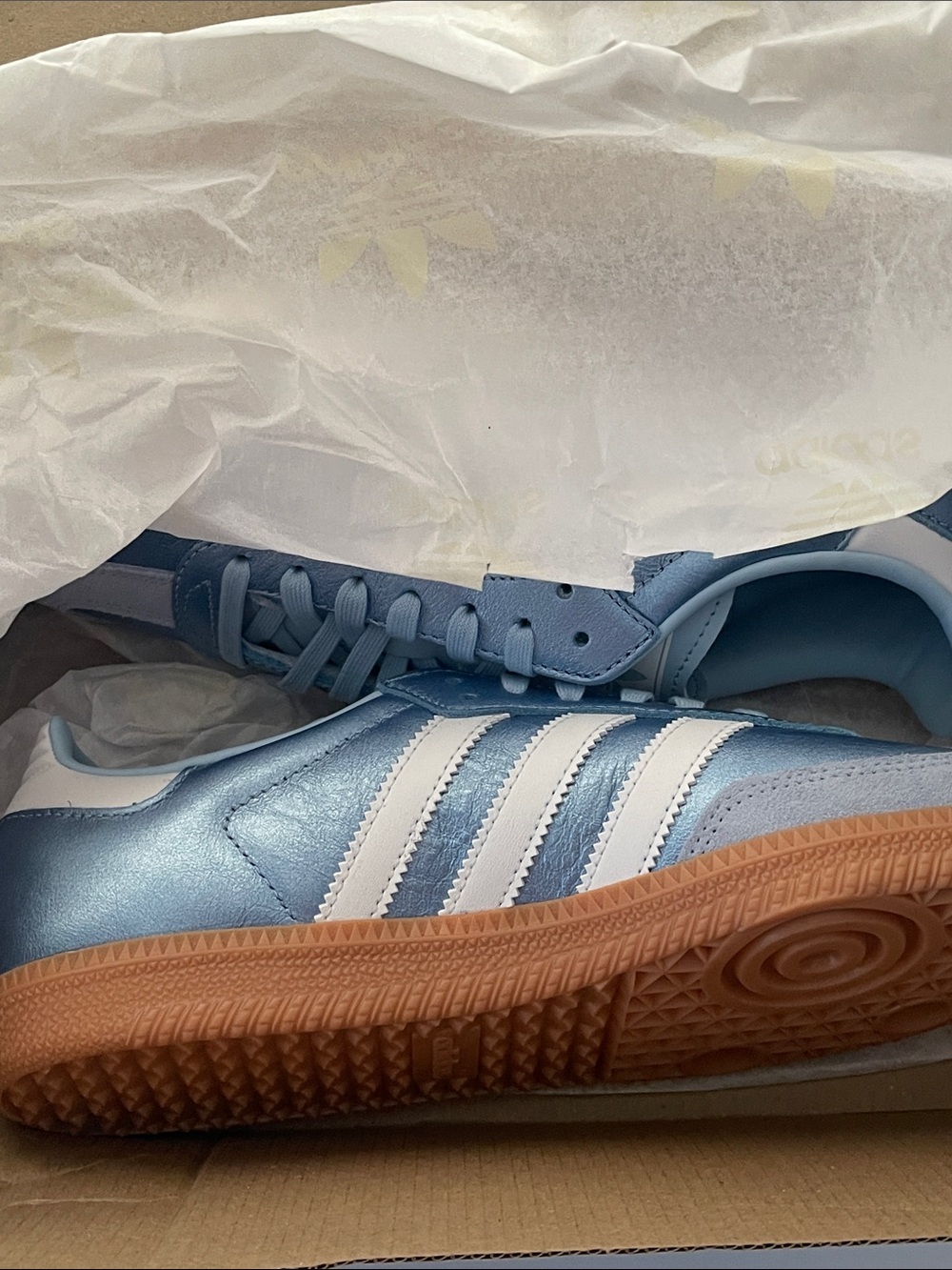 Adidas NWT NEW Samba OG J Metallic Light Blue & White Womens Sneakers size 7 - Picture 13 of 16
